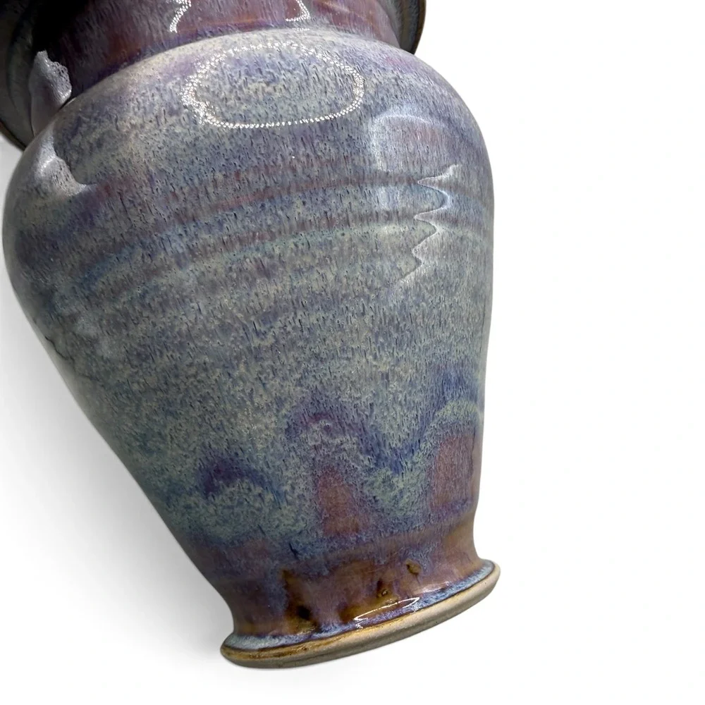 Stephen Bennett Signed Studio Pottery Vase Purple Blue Reactive Glaze 6.5